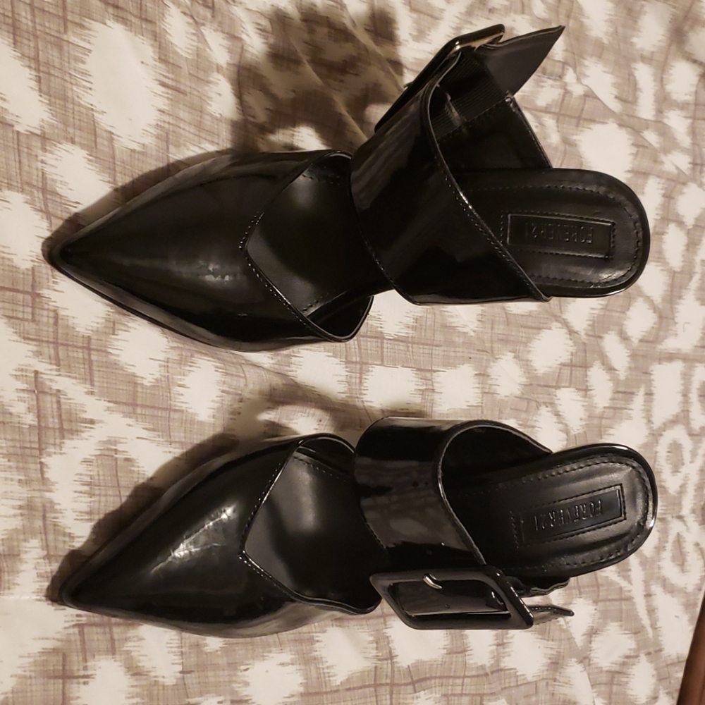 Black Mules with Buckle